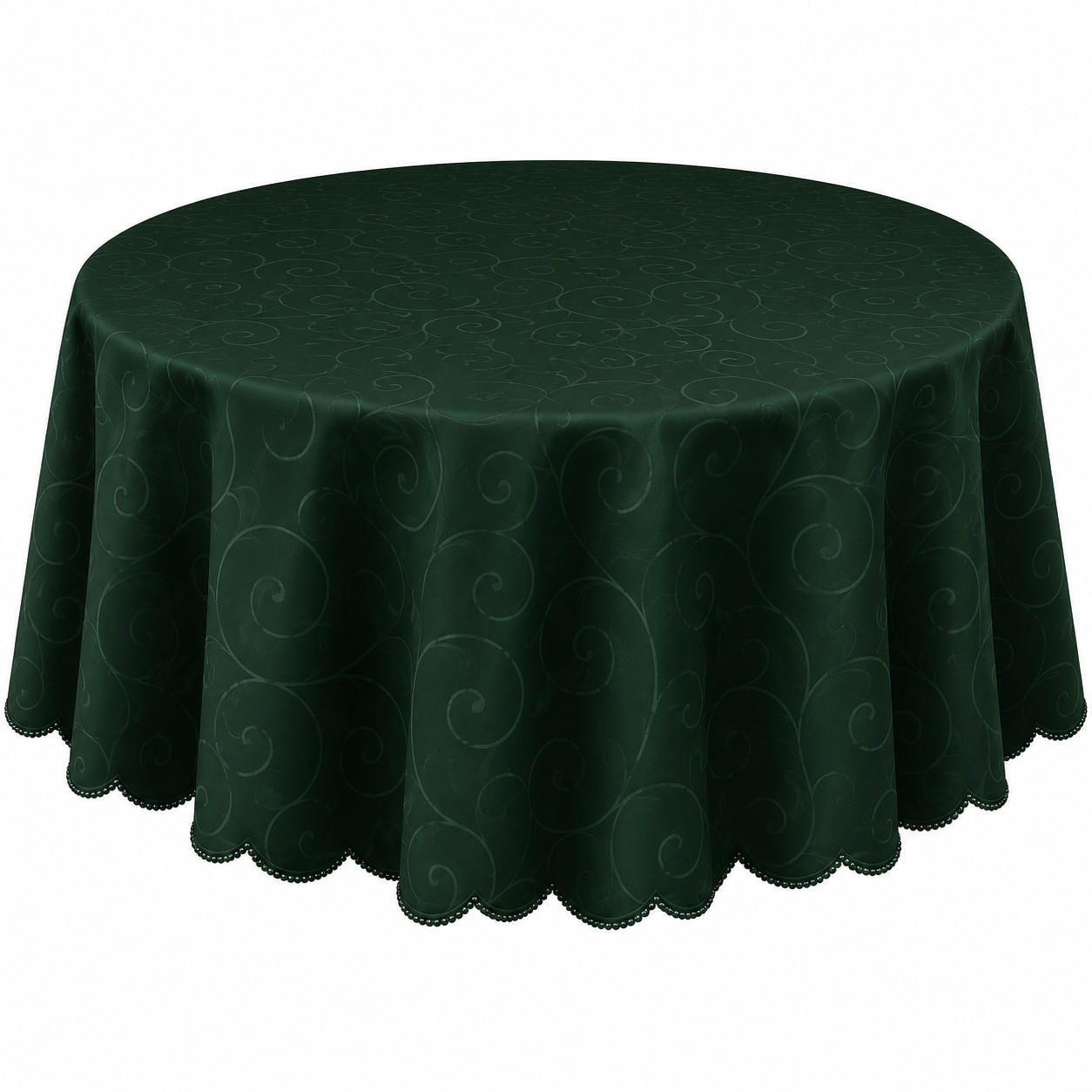 TISCHDECKE 135 cm rund Ornamente Dunkelgrün - Dunkelgrün, Textil (135cm) - TiborTex