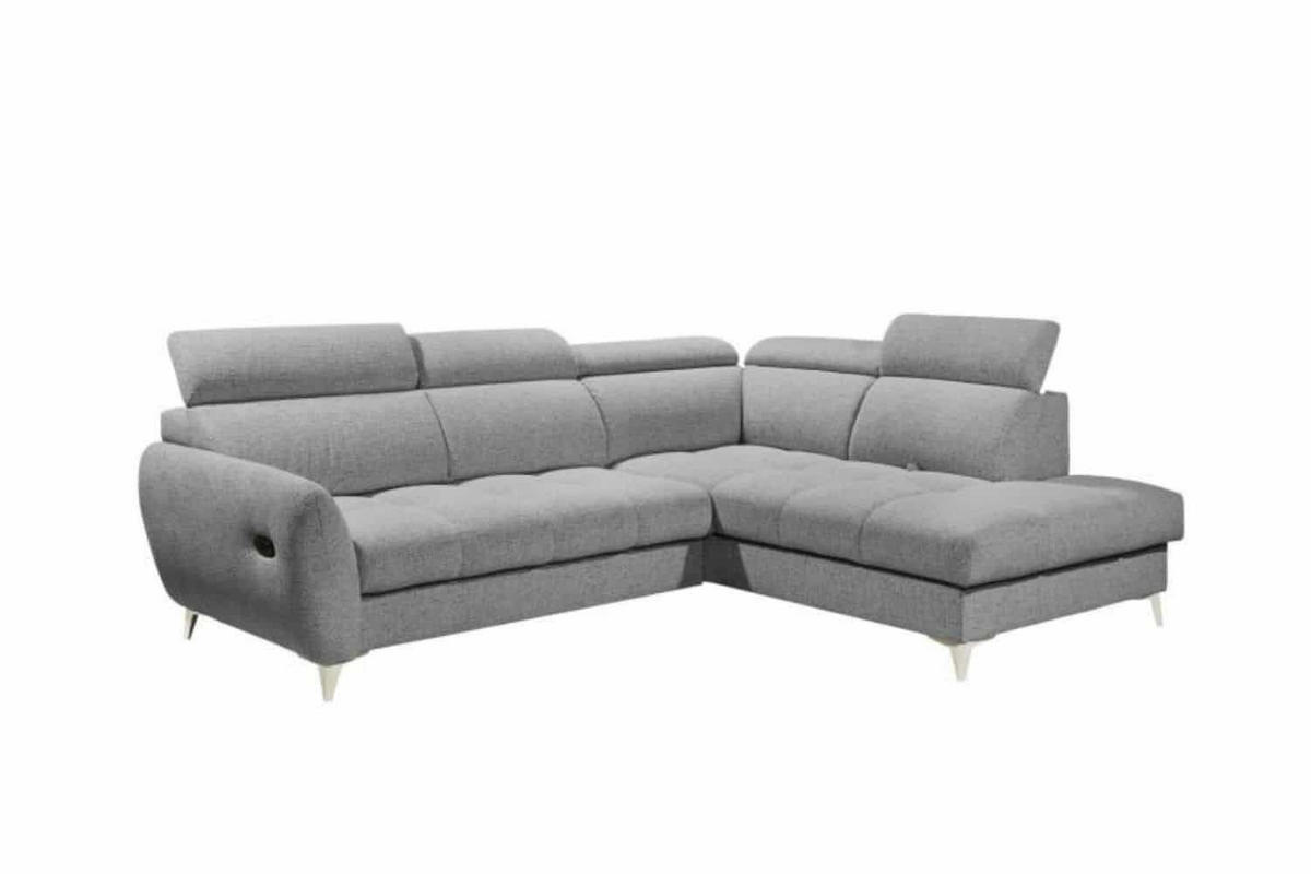 ECKSOFA mit elektrischer Sitztiefenverstellung und Bettkasten - Chromfarben/Silberfarben, Holz/Holzwerkstoff (216/282cm) - ed exciting design