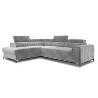 ECKSOFA Laurence mit Schlaffunktion & Bettkasten – 278 x 205 cm, verstellbare Kopfstützen - Grau, Kunststoff (278/205cm) - Wohnideebilder