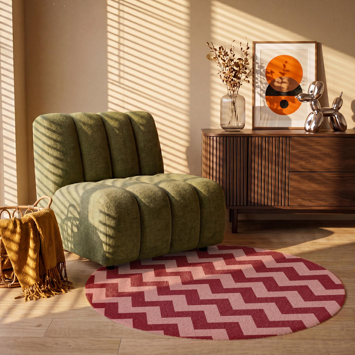 KOBERCE - Cikcak - Pruhy - Vzor - Červená - 120x120 cm - červená, textil/plast (120/0.4cm) - OnlyWow