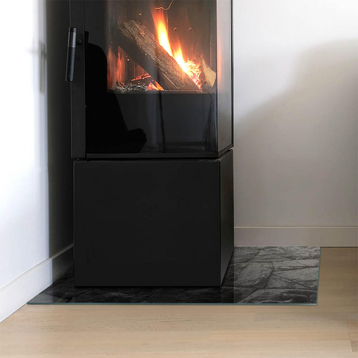 GLASPLATTE für Kamin 60x40 cm Grau - Grau, Glas (60/40/0.4cm) - ArtPrintCave