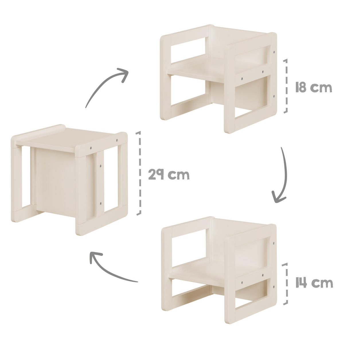 KINDERSITZGRUPPE 3in1 - Kaschmir, Holzwerkstoff (61/44/44cm) - Roba