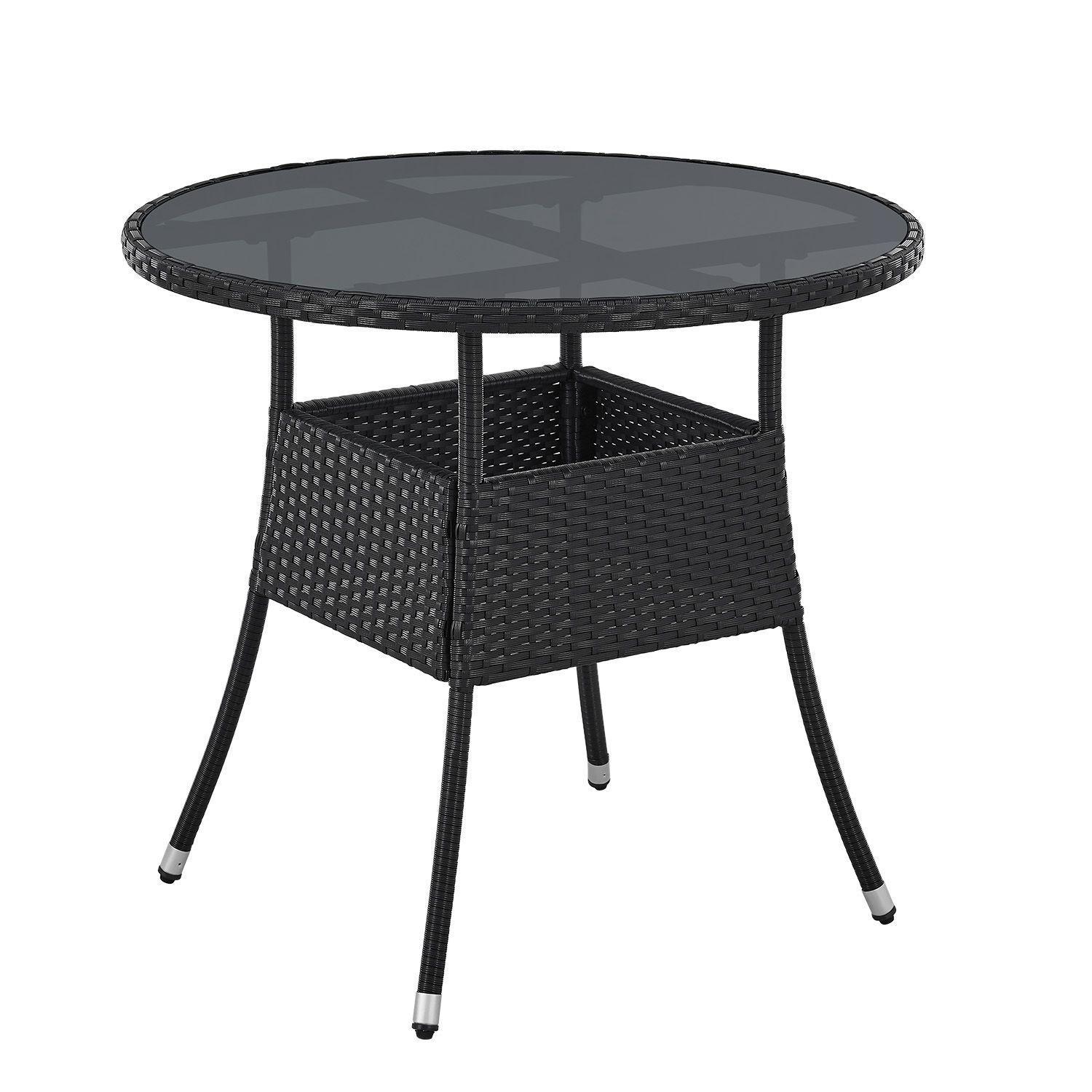 GARTENTISCH Yoro schwarz 80 cm - Schwarz, Kunststoff (80/80/73cm) - Juskys