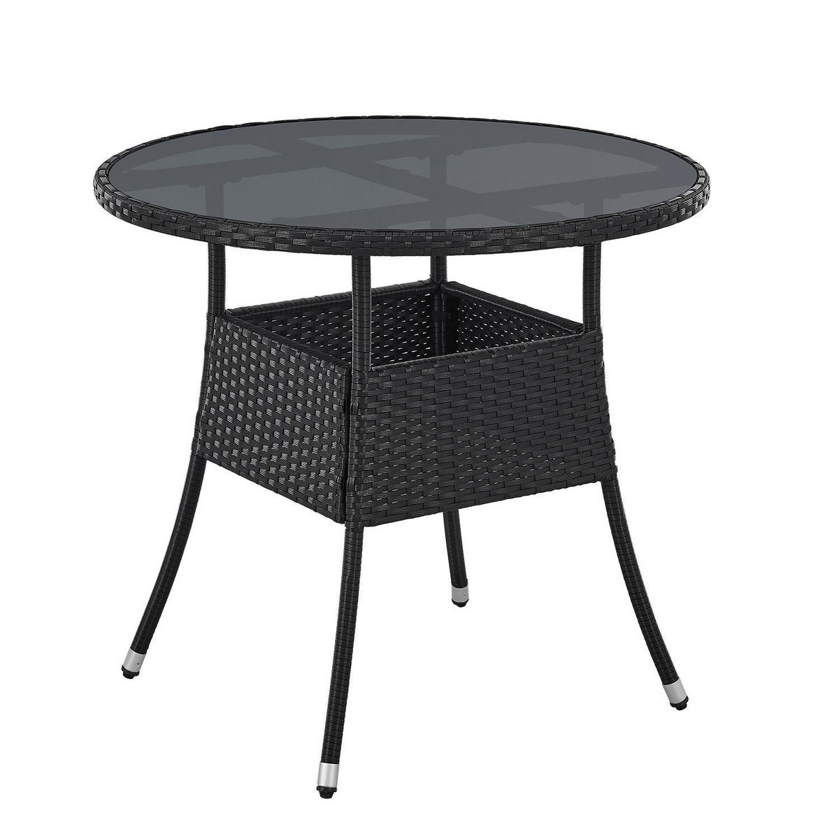 GARTENTISCH Yoro schwarz 80 cm - Schwarz, Kunststoff (80/80/73cm) - Juskys