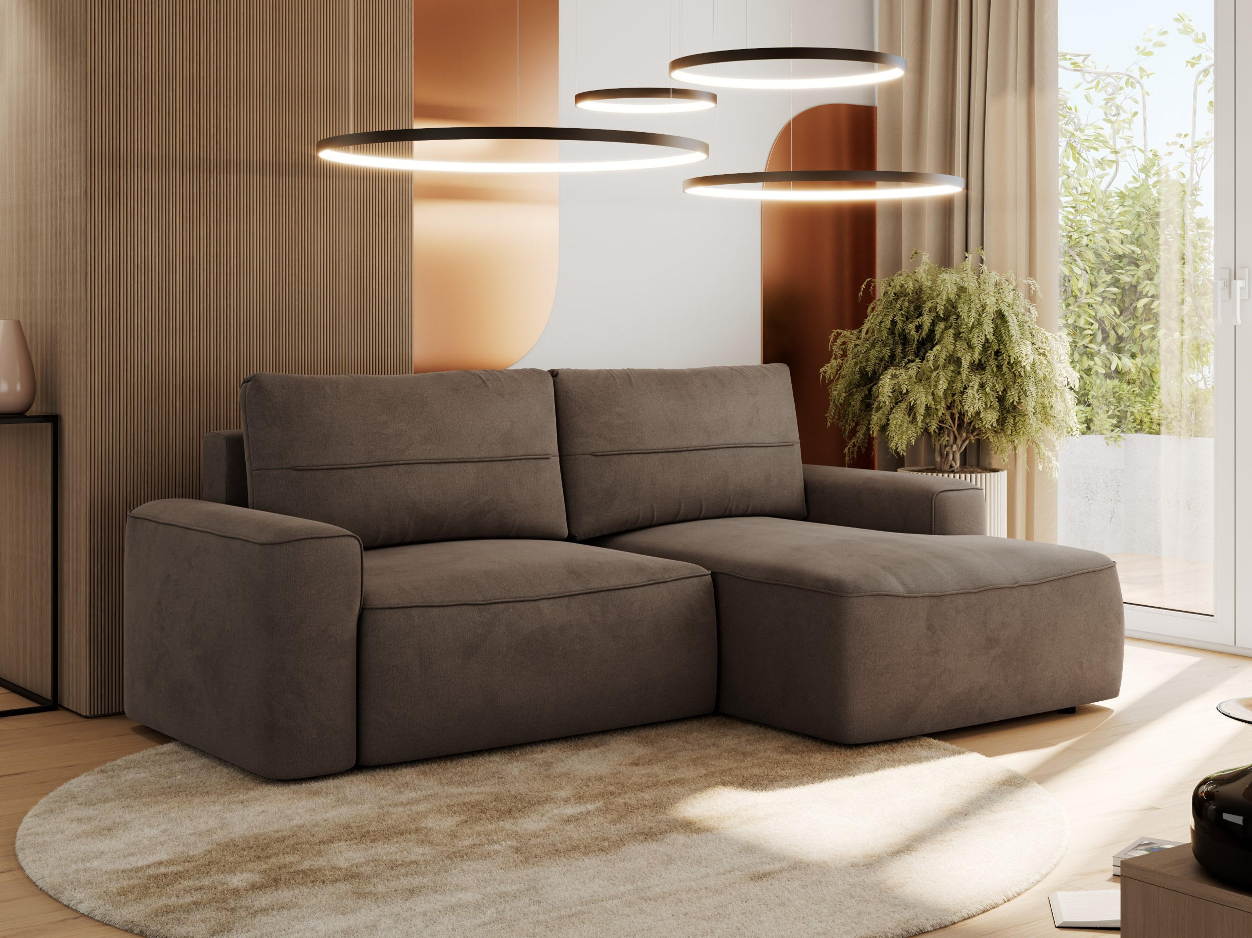 ECKSOFA BELLUNO L Braun Velvet - Rechts - Schwarz/Braun, Textil (233/144cm) - MKS