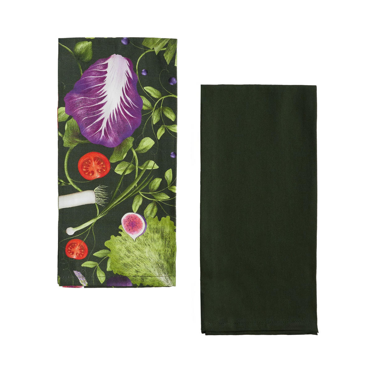 GESCHIRRTUCH-SET Ensalada (2er-Set) - Dunkelgrün, Textil (45/65cm) - home&you