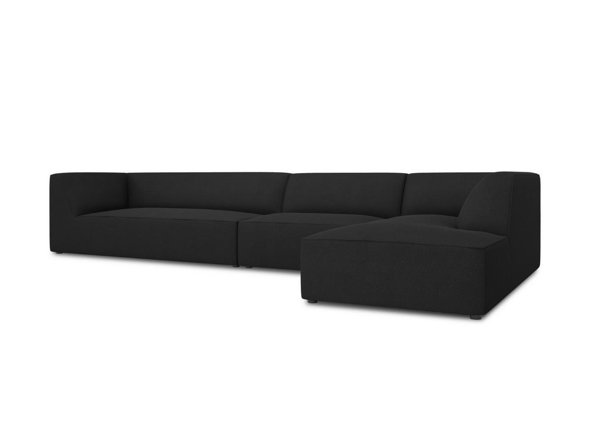 ECKSOFA rechts Ruby aus strukturiertem Stoff schwarz 5 Sitzplätze - Schwarz, Textil (180/366cm) - Micadoni
