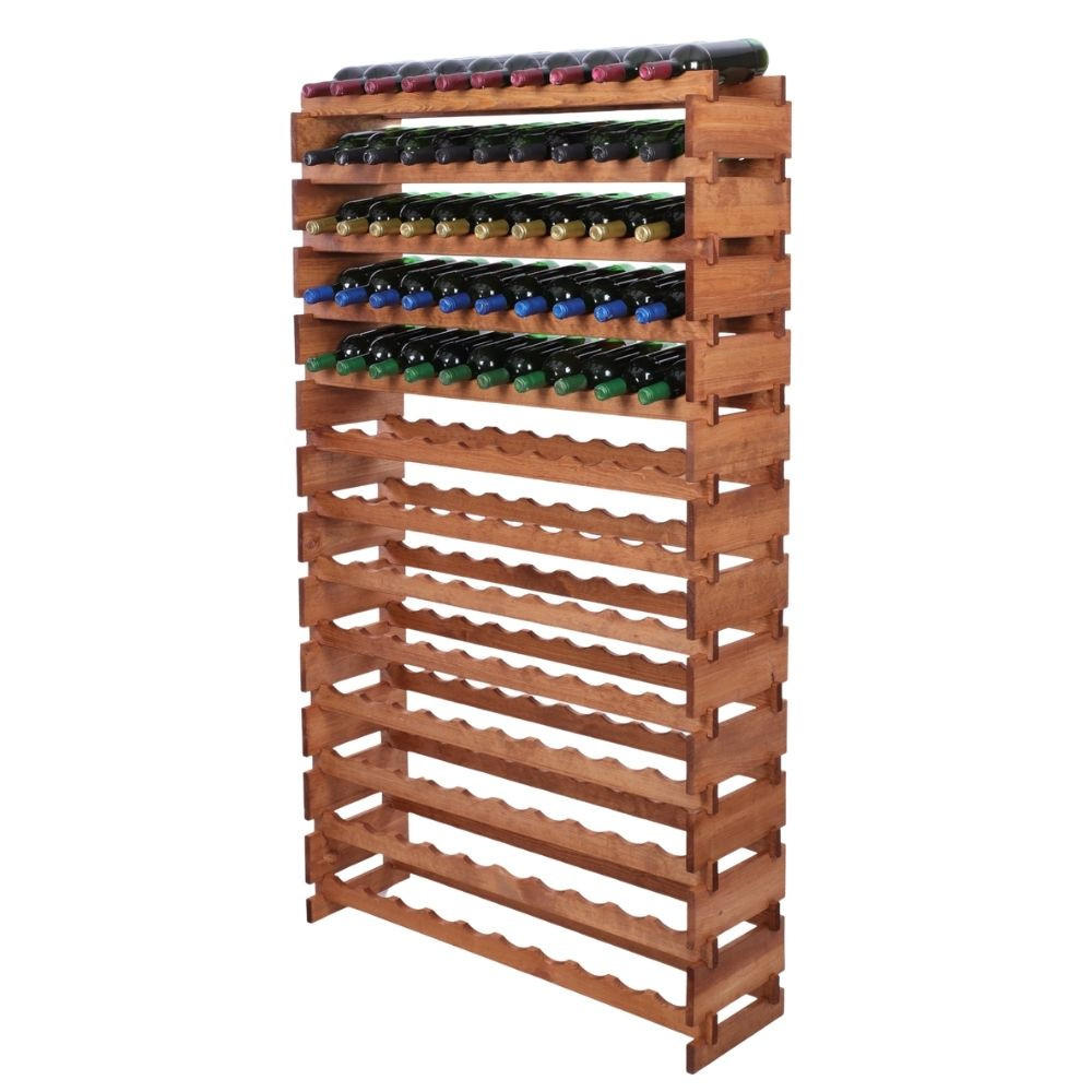 WEINREGAL VINOTECA FLEX PRO HxBxT 177x103x28cm 130 Flaschen auf 13 Ebene Braun geölt - Braun, Holz (103/177/28cm) - PROREGAL