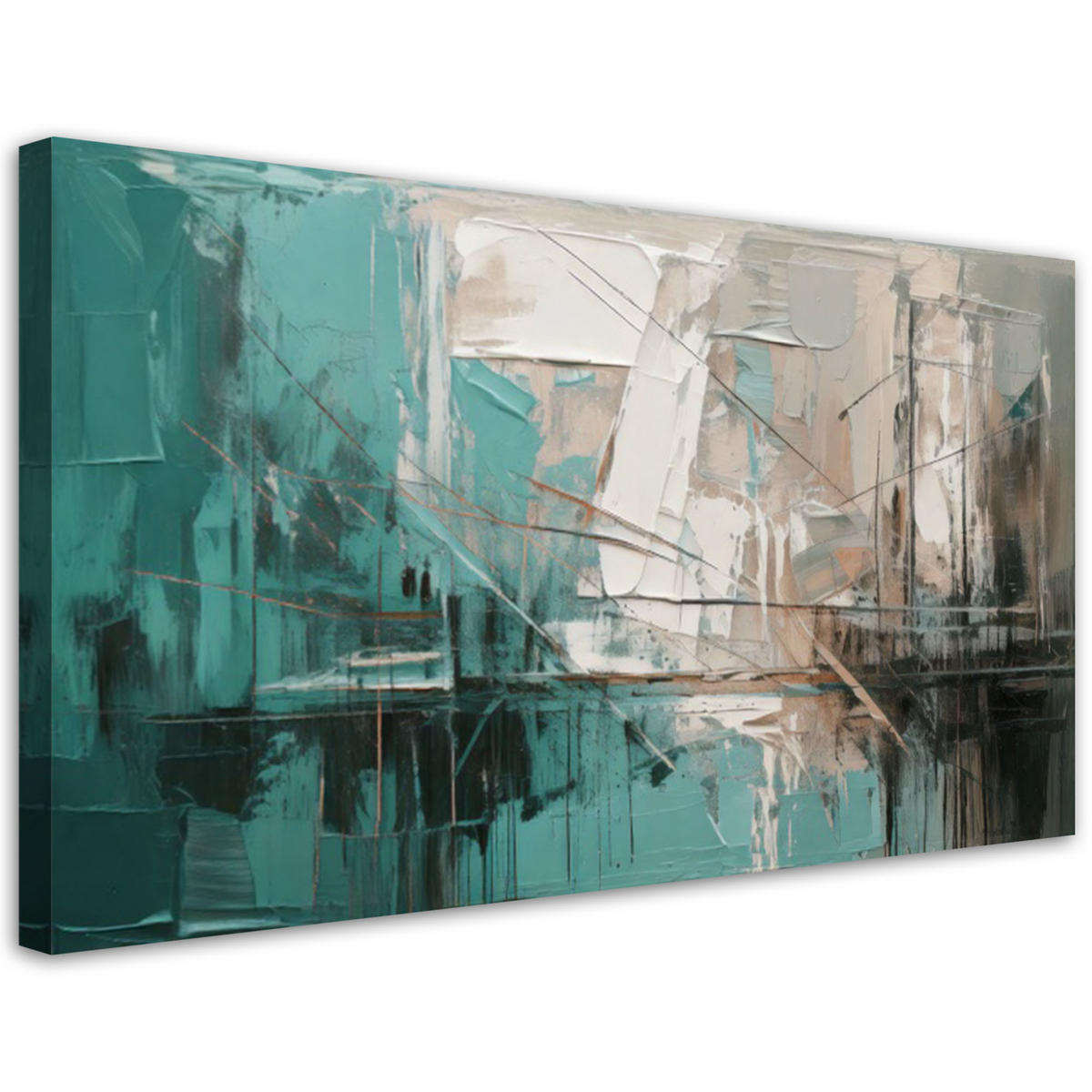 LEINWANDBILD Abstraktion Türkis Minimalistisch 100x50cm - Türkis, Textil (100/50cm) - Feeby