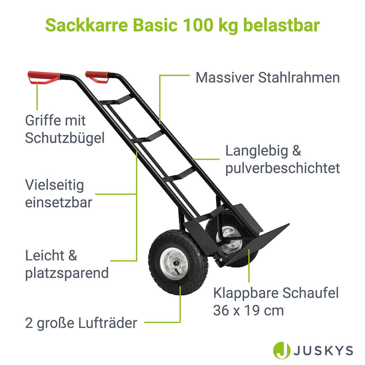 SACKKARRE Basic schwarz klappbar - Schwarz, Metall (35.5/44/118cm) - Juskys
