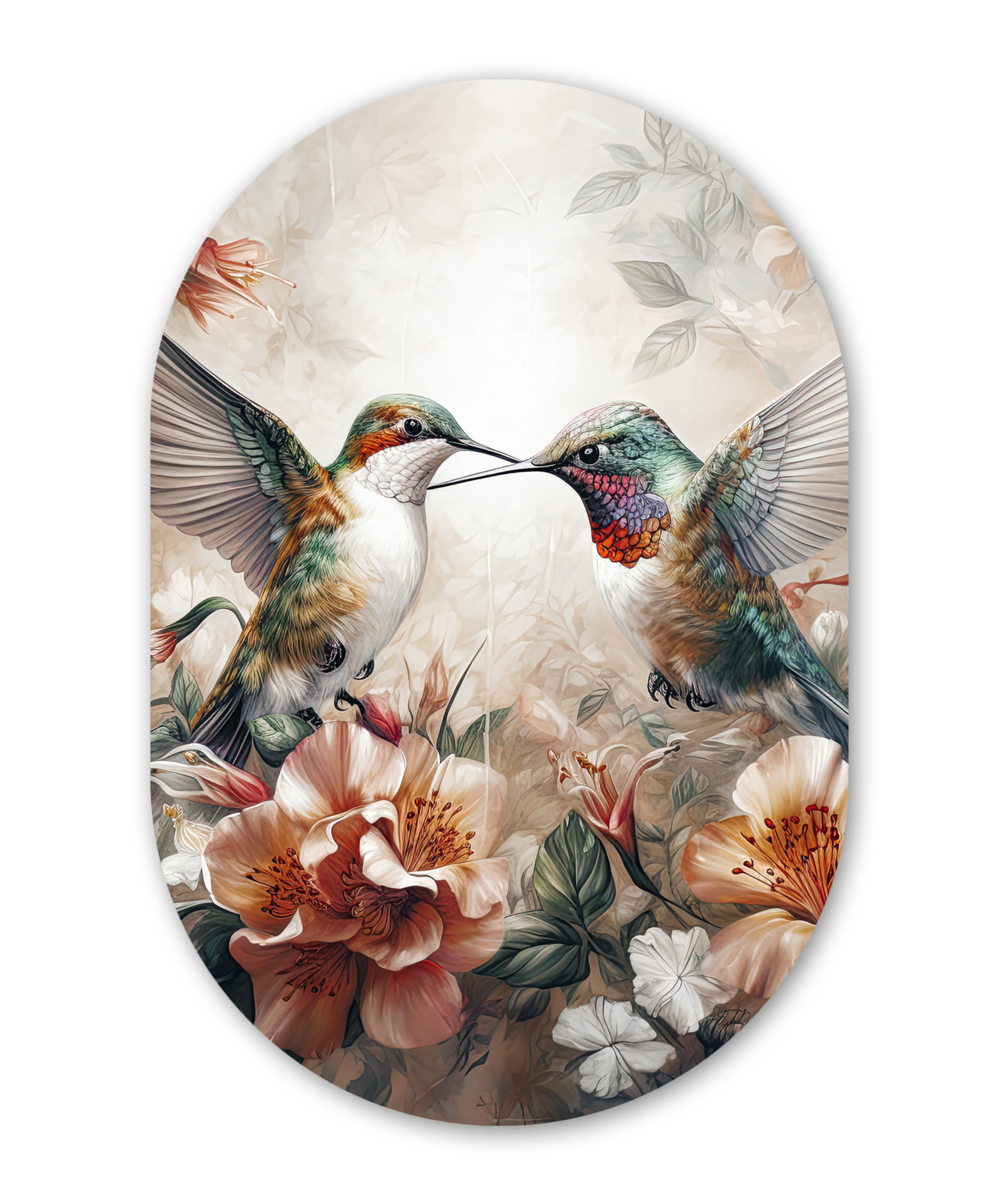 OBRAZ NA STENU Kolibrík - Vtáky - Kvety - Príroda 40x60 cm - staroružová, plast (40/60cm) - MuchoWow