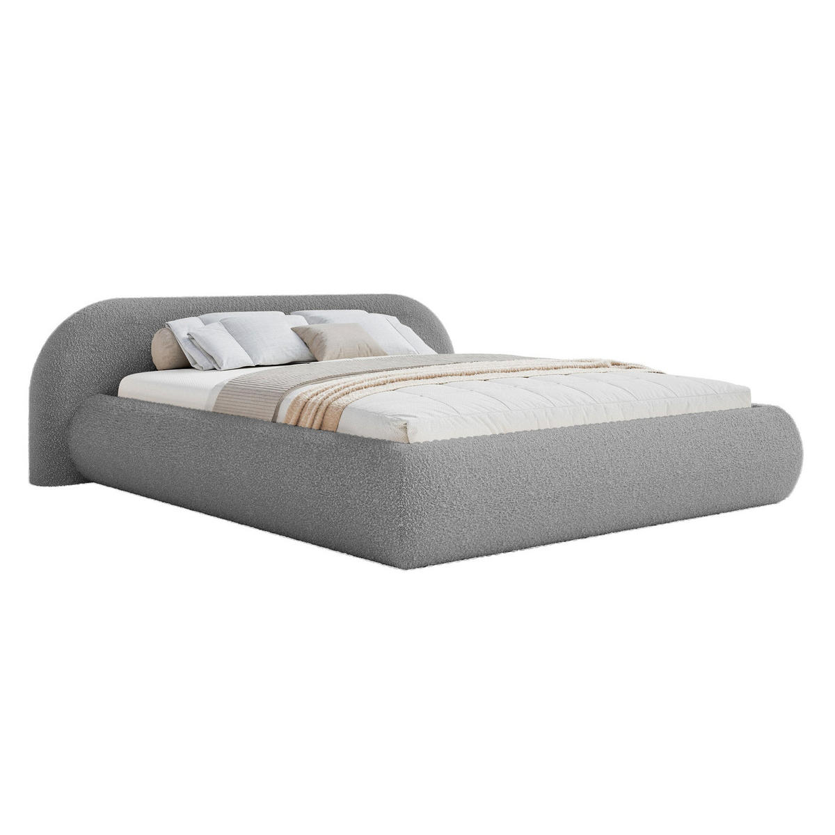 POLSTERBETT Shels Low Grau 180x200 cm - Schwarz/Grau, Kunststoff/Textil (180/200cm) - Selsey