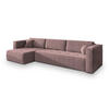 ECKSOFA OLVERA Rosa Plüsch-Stoff mit Schlaffunktion - Rosa, Holz (347/148cm) - MASSENO