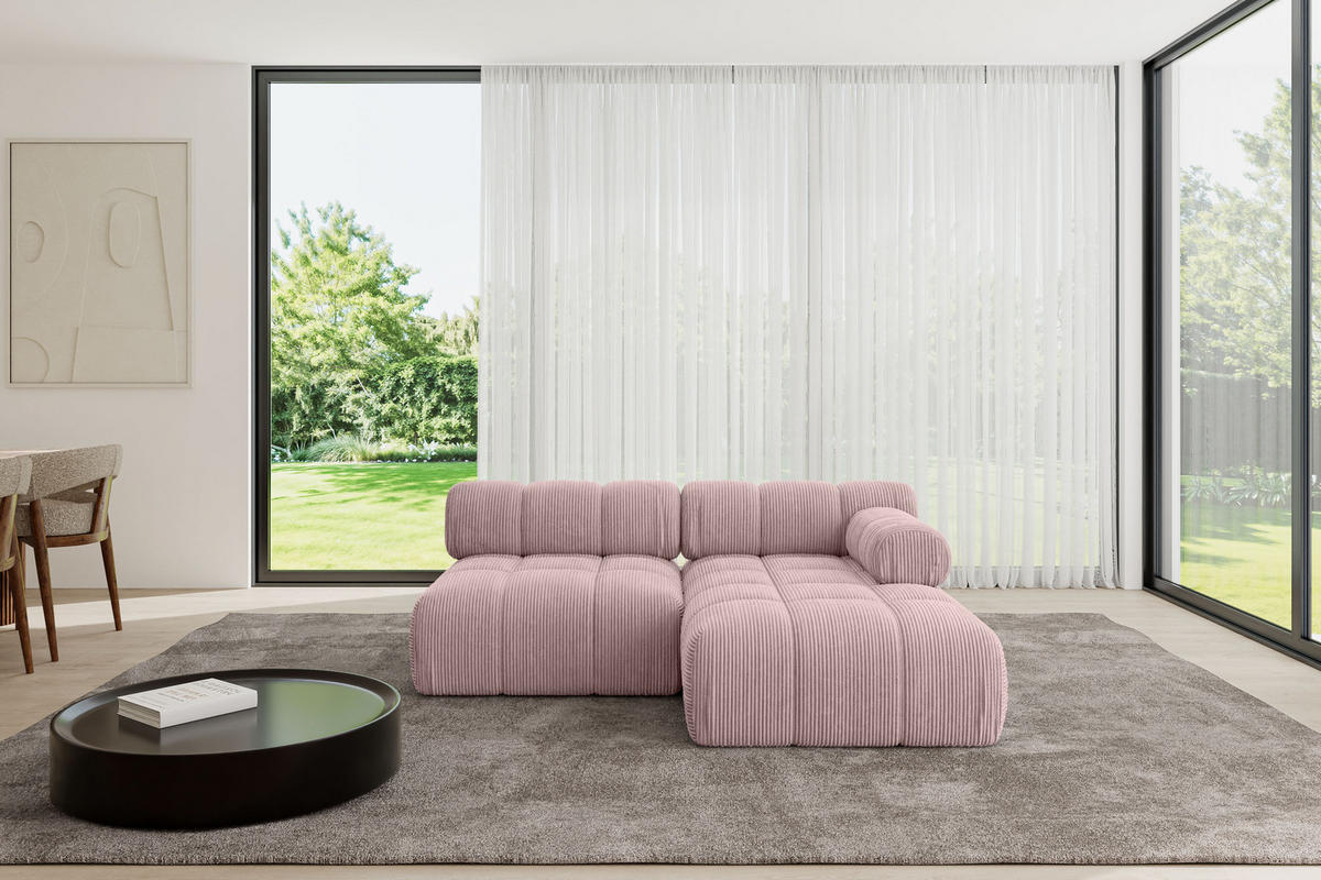 ECKSOFA modulares Sofa Razon-L1 - 190x160x70 cm Rosa Cord - Rosa, Holzwerkstoff/Textil (190/160cm) - ALTDECOR