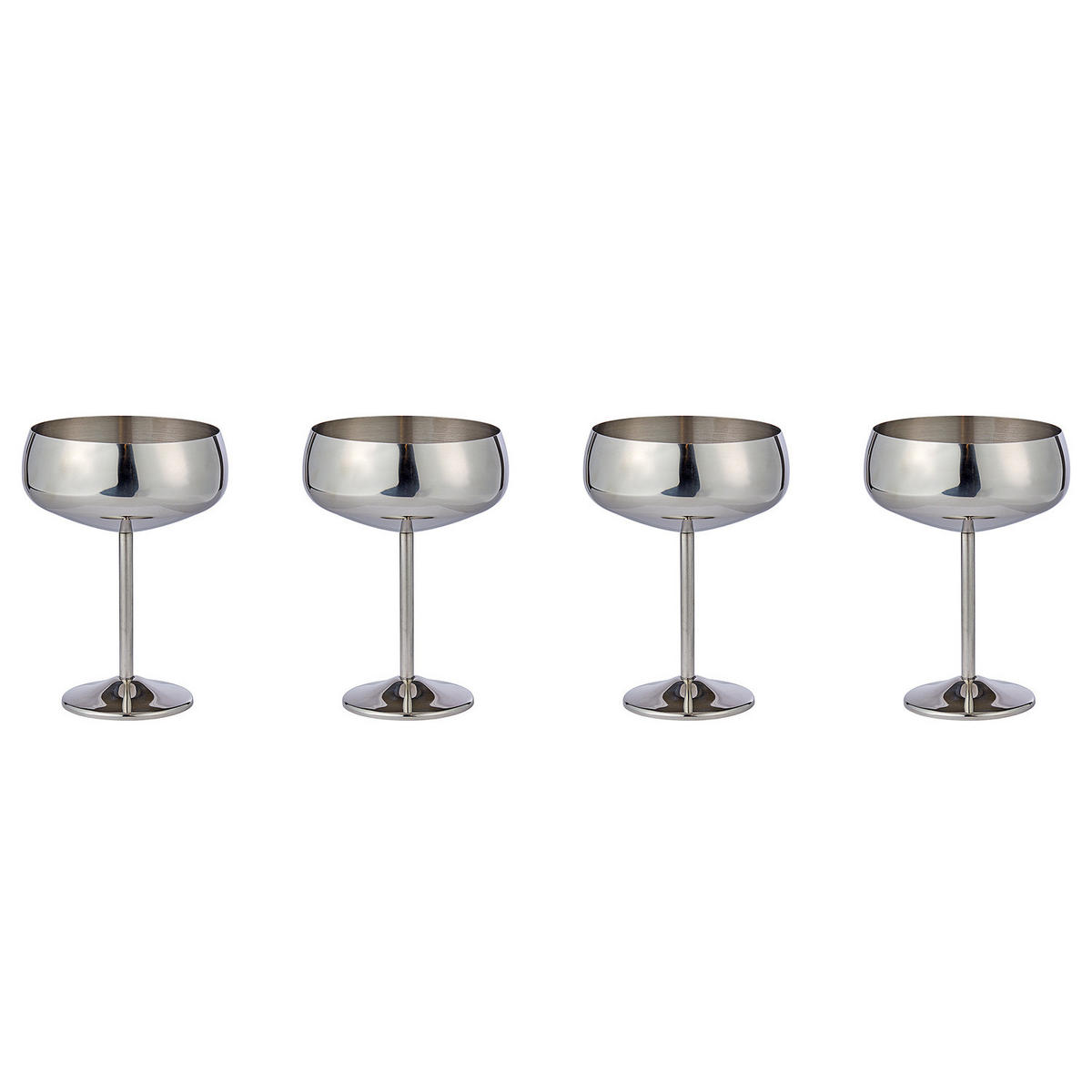 CHAMPAGNERSCHALE (4er Set) Manhattan Lounge - Silberfarben, Metall (0.4L) - Butlers