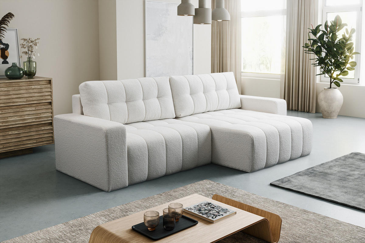 ECKSOFA Palermo mit Schlaffunktion und Bettkasten - Weiß, Holz/Holzwerkstoff (245/143cm) - Ravio