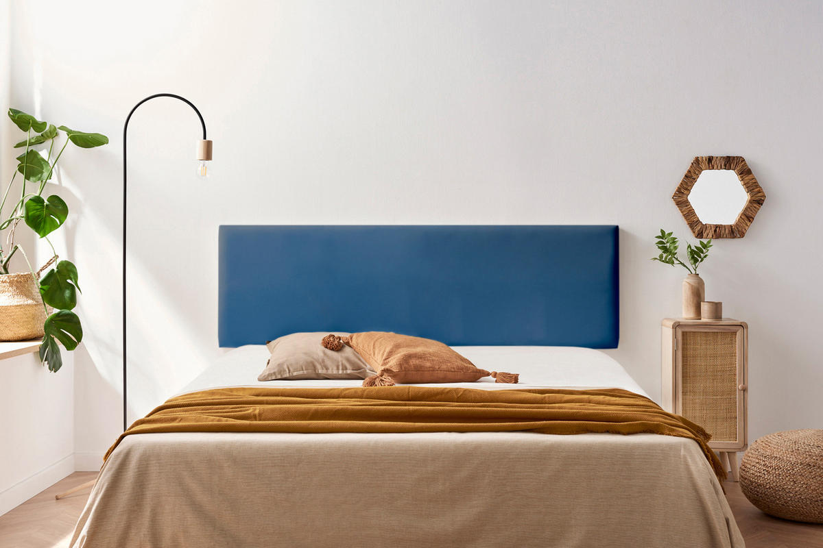 KOPFTEIL gepolstert NOVA Kunstleder 145x50x5 cm - Dunkelblau - Moonia - Dunkelblau, Holz (145/5/50cm)