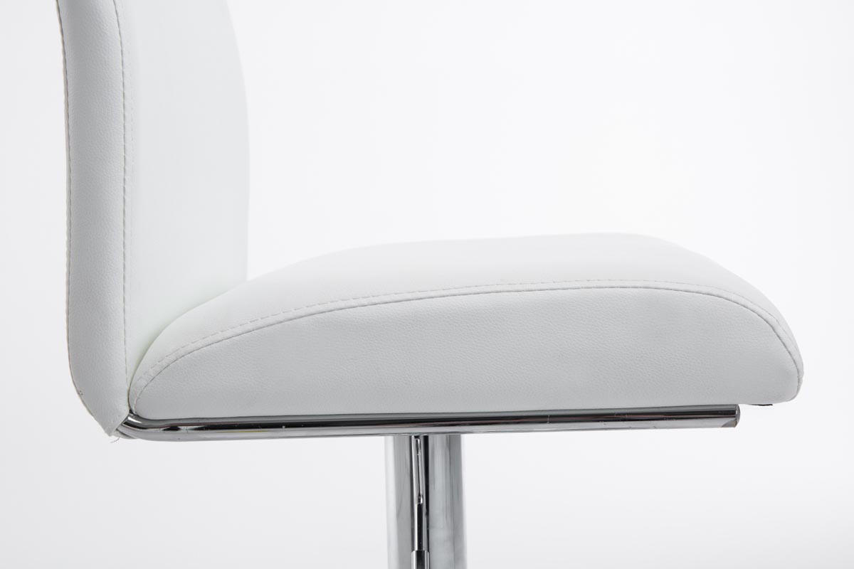 BARHOCKER Birid Kunstleder Weiß 38, - Weiß, Leder/Metall (38.5/95/47cm) - DELUKE