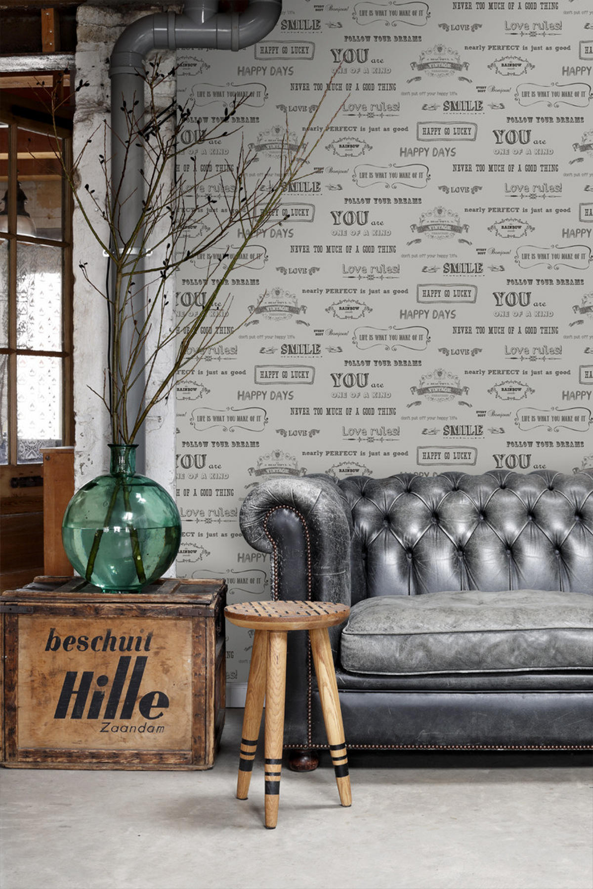 TAPETE Kreidetafel-Sprüche 53 cm x 10.05 m - Grau, Papier (53/1000cm) - ESTAhome