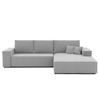 ECKSOFA NOVA mit Schlaffunktion und Bettkasten Hellgrau - Hellgrau, Holzwerkstoff/Kunststoff (250/90cm) - Idohome