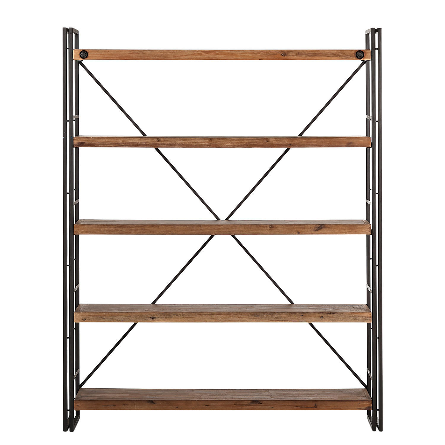 REGAL mit 4 fächer - Akazie massiv / Metall, Breite 150 cm - Akaziefarben, Holz (150/190/35cm) - home24