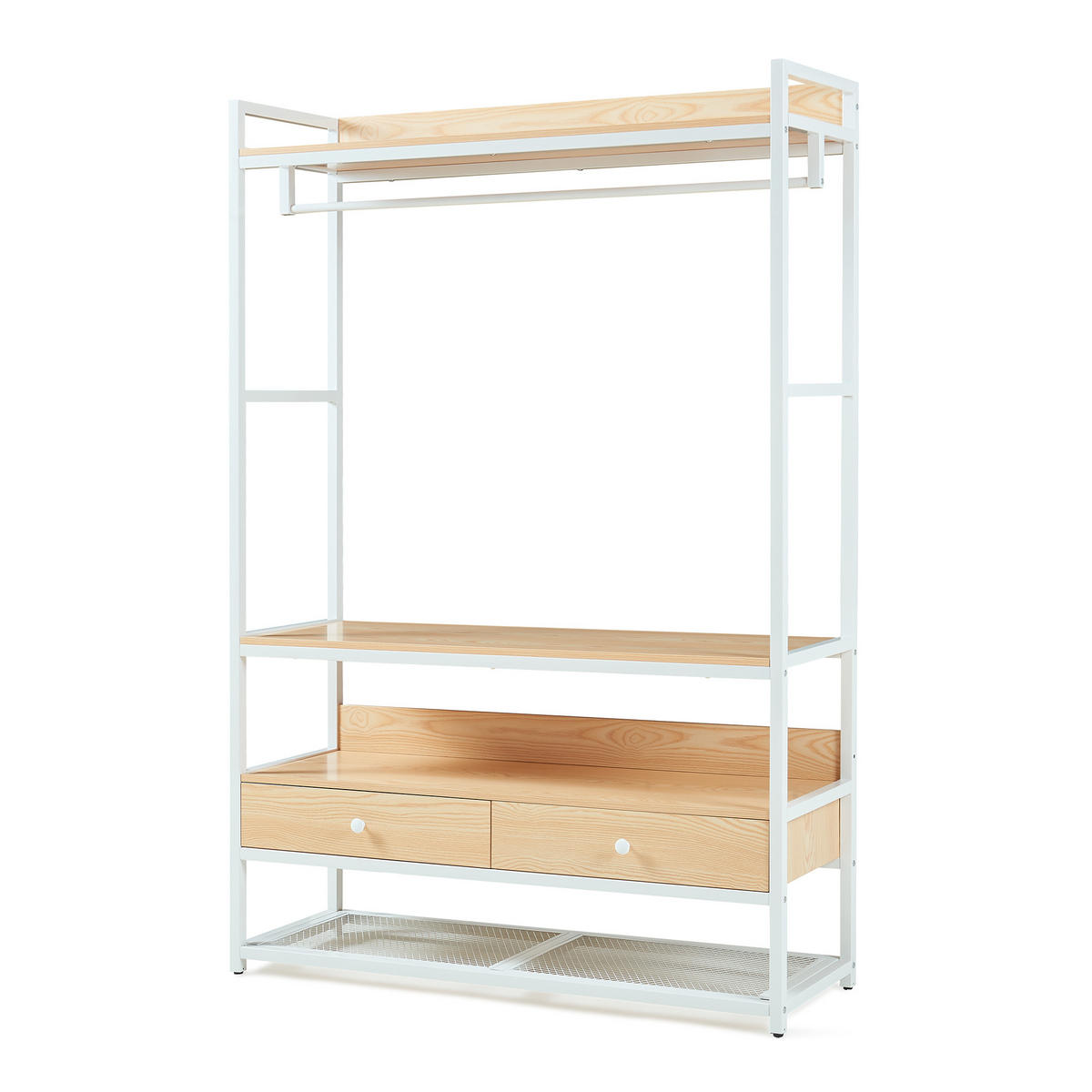 GARDEROBENSTÄNDER Isen - Eichefarben/Weiß, Holzwerkstoff/Metall (120/180/40cm) - [en.casa]