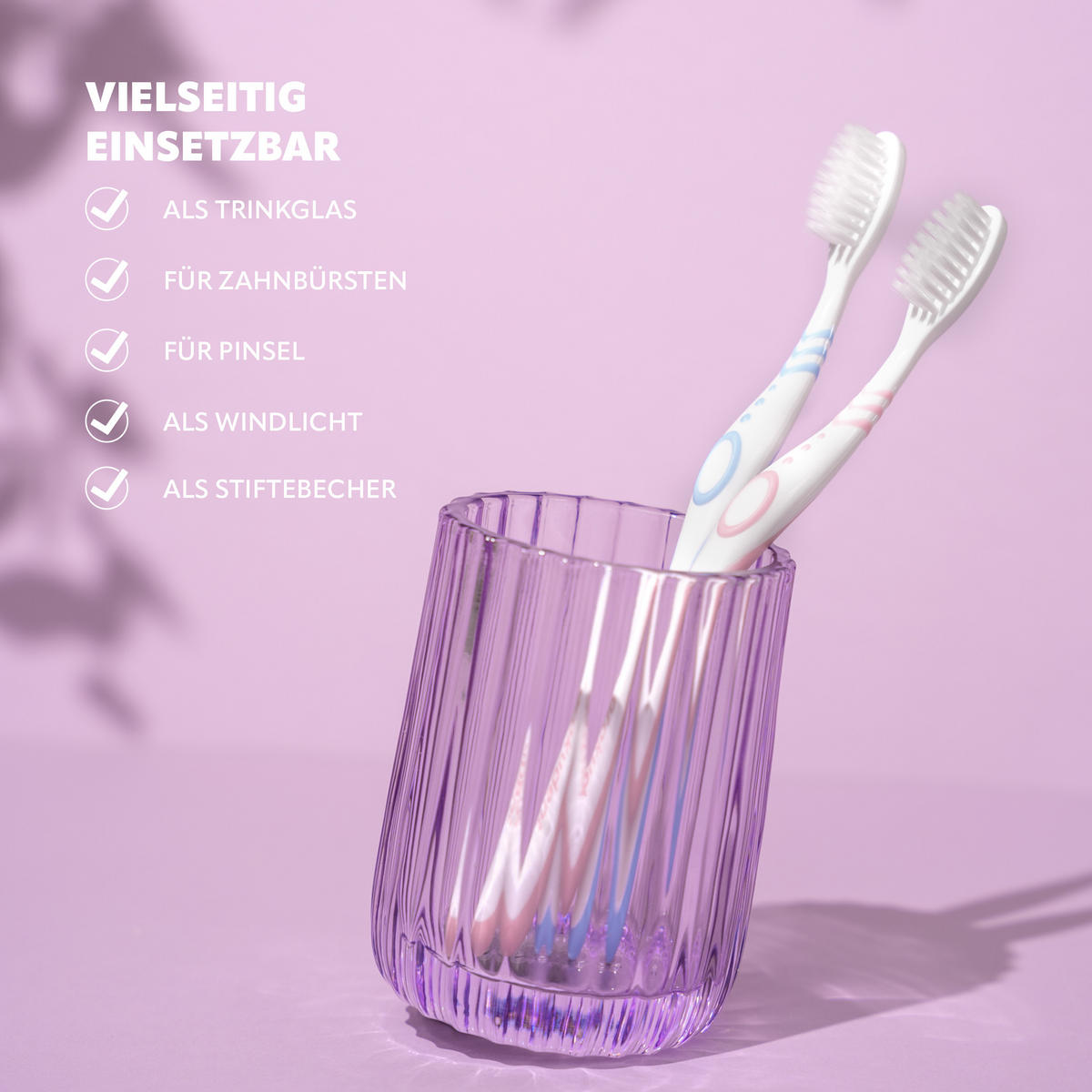 BADEZIMMER ZUBEHÖR-SET, Glas lavendel - Lila, Glas (8/17/8cm) - bremermann