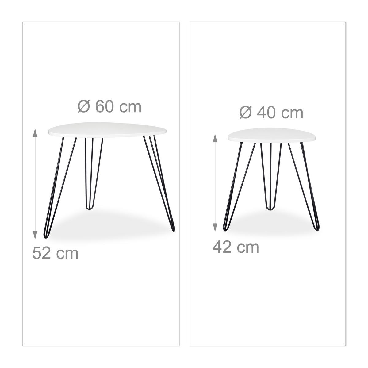 2XBEISTELLTISCH - Weiß, Holzwerkstoff/Metall (60/60/52cm) - Relaxdays