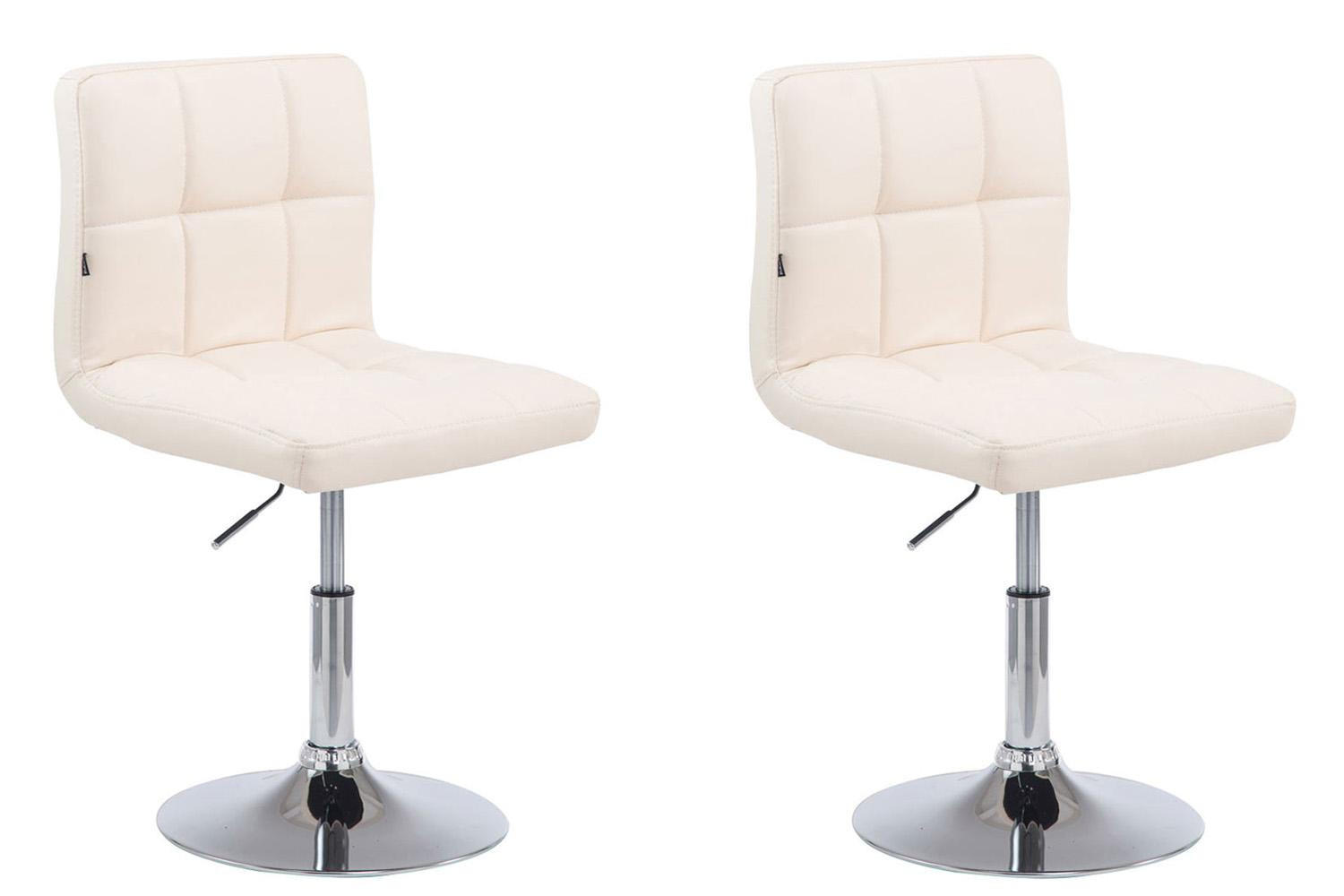 DREHSTUHL 2er Set Lederlook creme - Chromfarben/Creme, Textil/Metall (44/74/49cm) - CLP