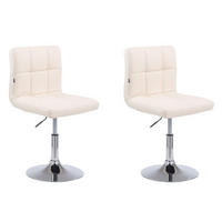 DREHSTUHL 2er Set Lederlook creme - Chromfarben/Creme, Textil/Metall (44/74/49cm) - CLP