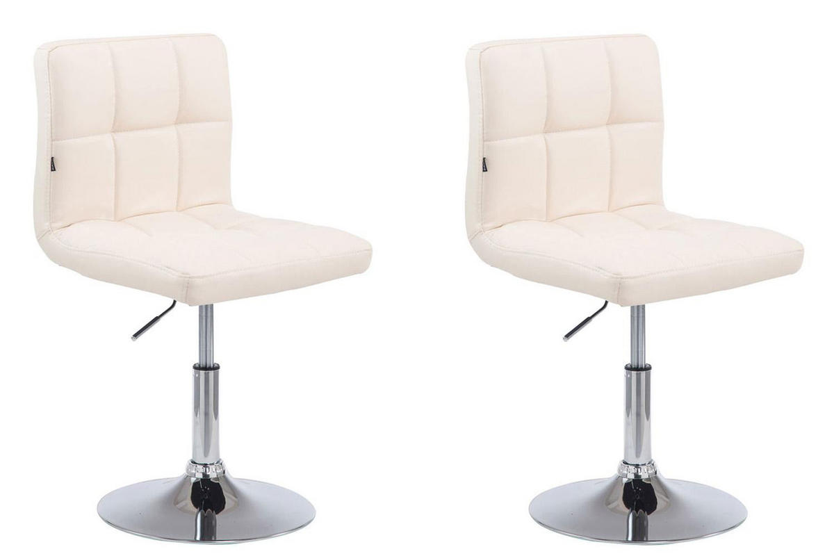 DREHSTUHL 2er Set Lederlook creme - Chromfarben/Creme, Textil/Metall (44/74/49cm) - CLP