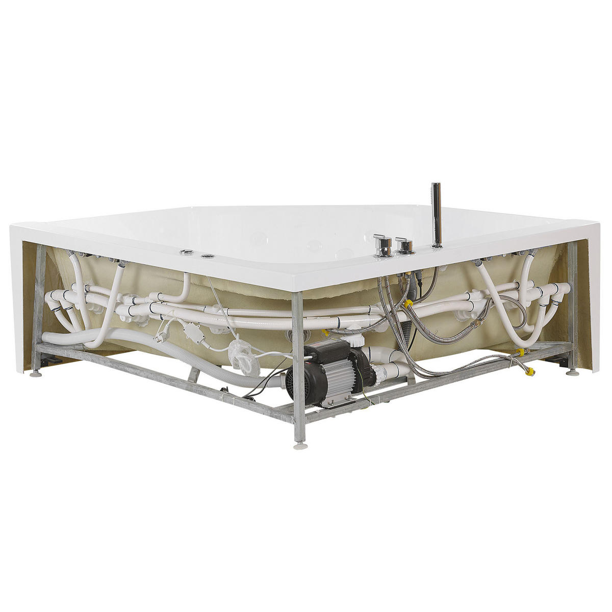 WHIRLPOOL-BADEWANNE mit LED 150x211x56 cm weiß Caceres - Weiß, Kunststoff (150/56/211cm) - Beliani