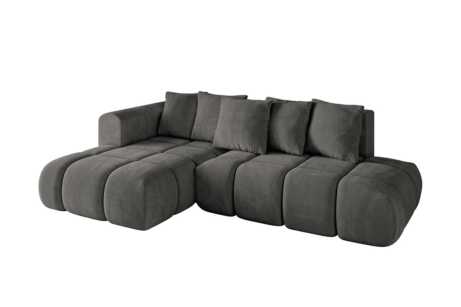 ECKSOFA Ottomane Links CLOUD-L-v1 289x180x40 Dunkelgrau Velours - Dunkelgrau, Holzwerkstoff/Kunststoff (180/289cm) - ALTDECOR