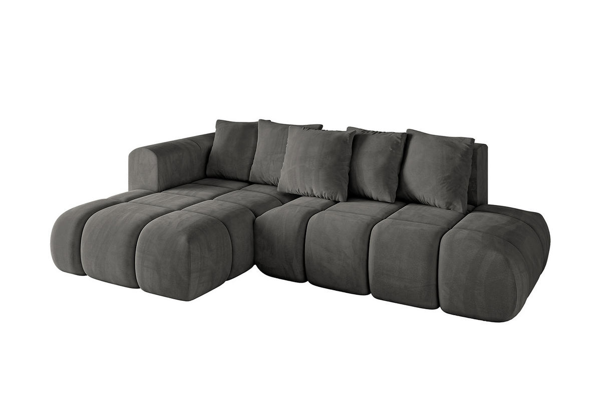 ECKSOFA Ottomane Links CLOUD-L-v1 289x180x40 Dunkelgrau Velours - Dunkelgrau, Holzwerkstoff/Kunststoff (180/289cm) - ALTDECOR