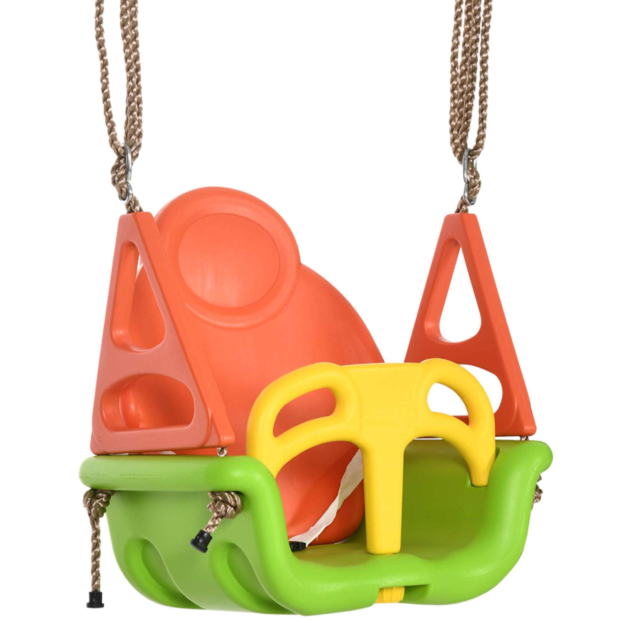 3-IN-1 Babyschaukel, Kinderschaukel mit verstellbarem Seil, Schaukelsitz, Grün - Multicolor, Kunststoff (34/48cm) - Outsunny