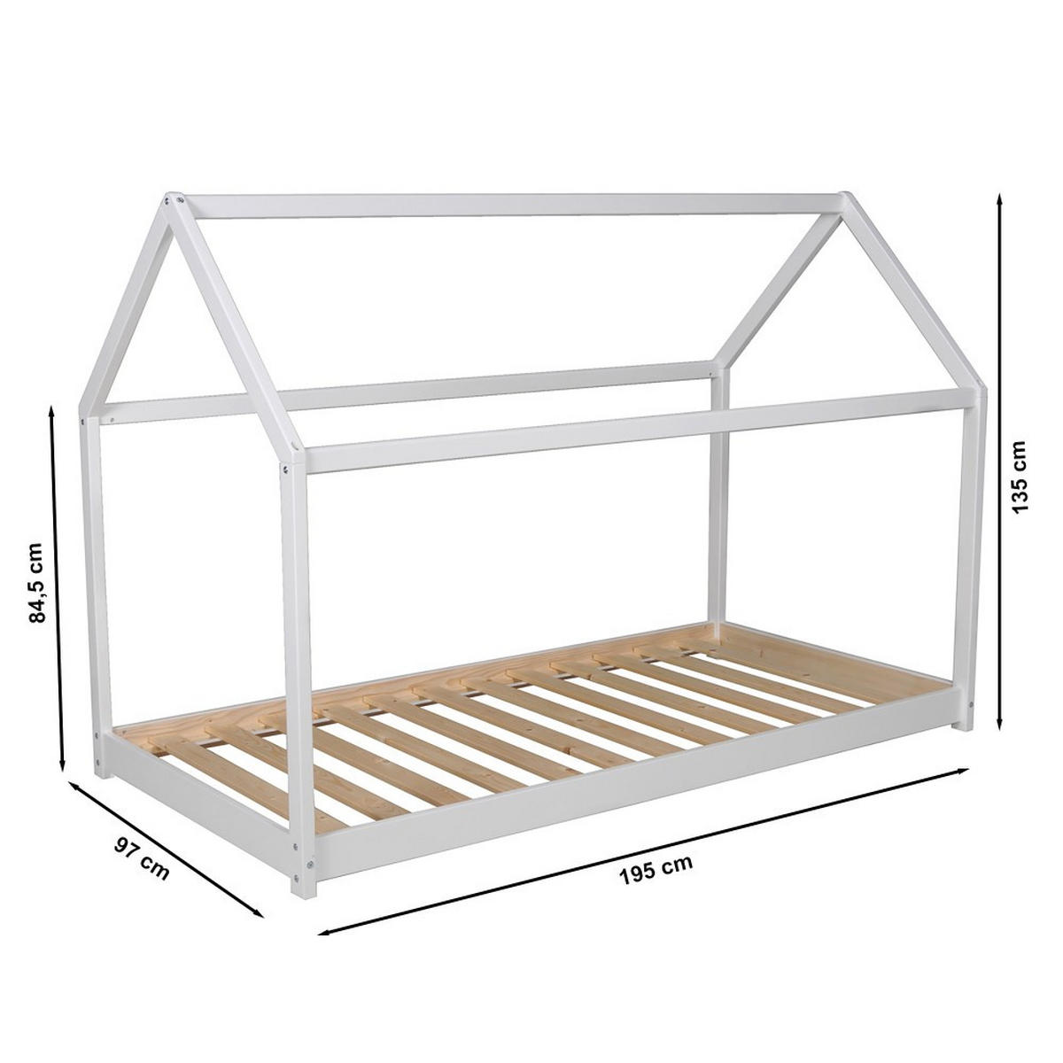 HAUSBETT PANDA mit Lattenrost / Kinderbett 90x190 cm - Weiß - Weiß, Holz (90/190cm) - Weber Industries