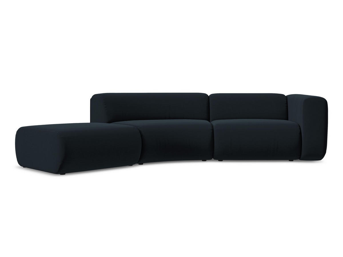 4-SITZER-SOFA Samt Stoff Blau - Blau/Schwarz, Kunststoff/Textil (335/70/166cm) - Makamii