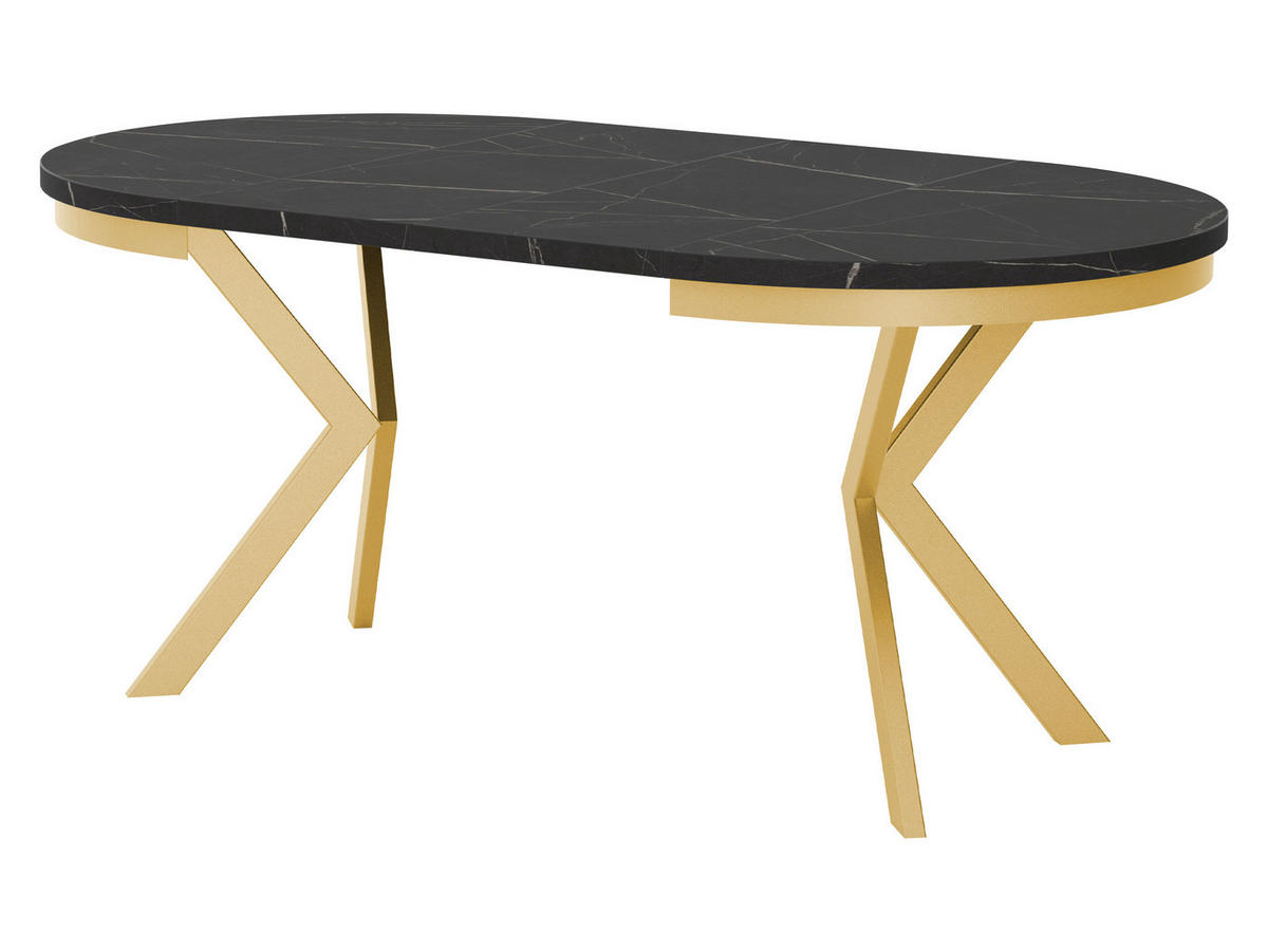 ESSTISCH ausziehbar Edder 120 - Eichefarben/Schwarz, Holzwerkstoff/Metall (120/120/76cm) - MIRJAN24