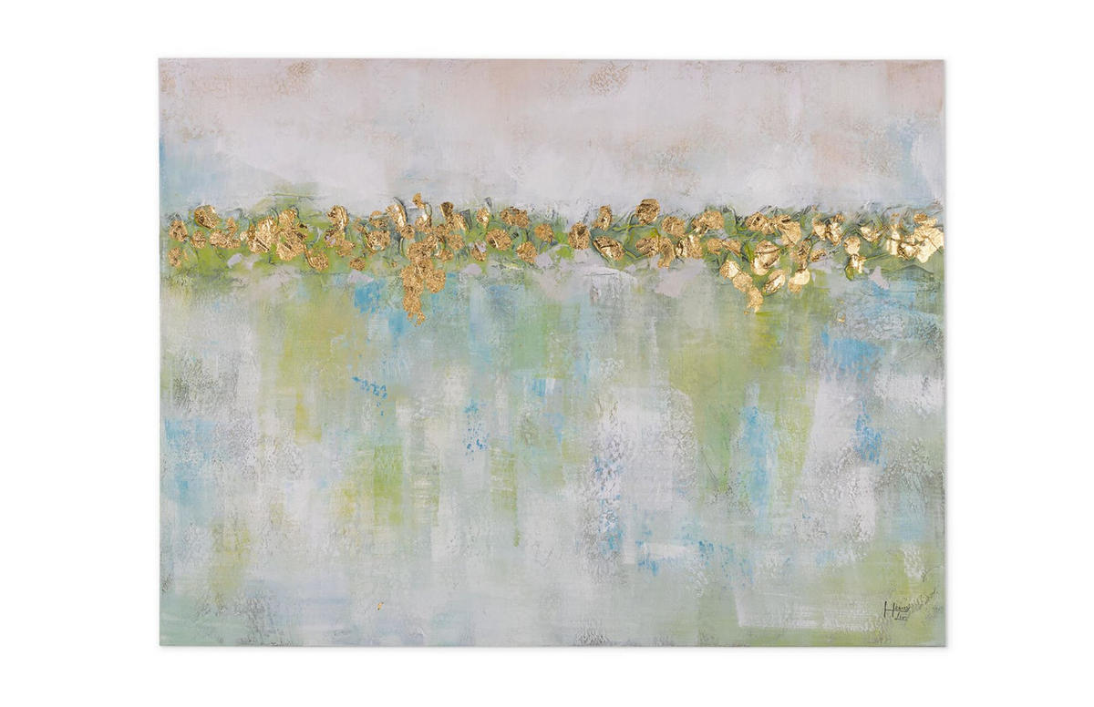 ACRYLBILD HANDGEMALT 100/75 cm - Türkis/Beige, Holz/Textil (100/75cm) - KUNSTLOFT