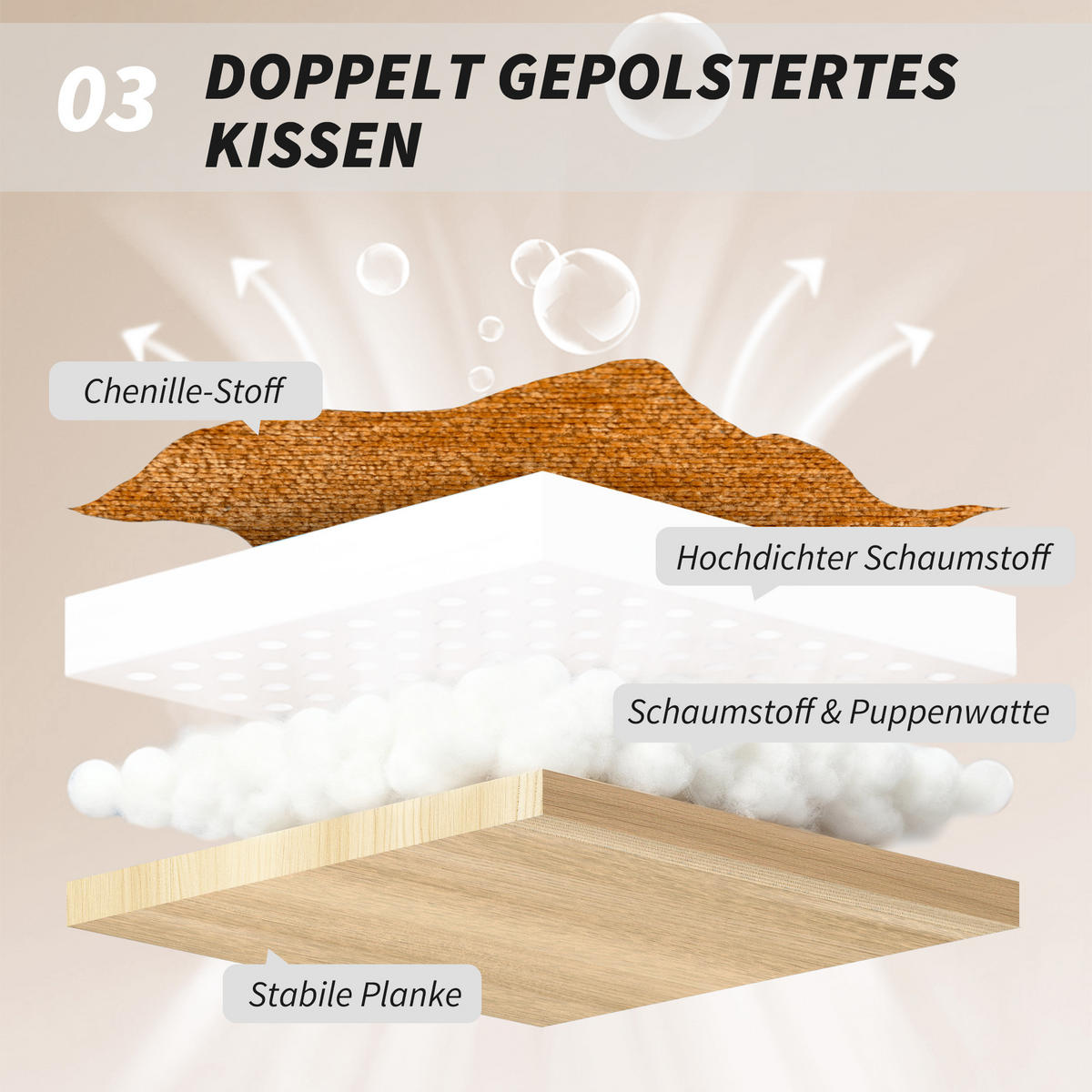 SCHAUKELSTUHL Schaukelsessel Schneidersitz mit Rückenlehne Chenille-Optik - Gelb/Creme, Textil (80/91/103cm) - HOMCOM