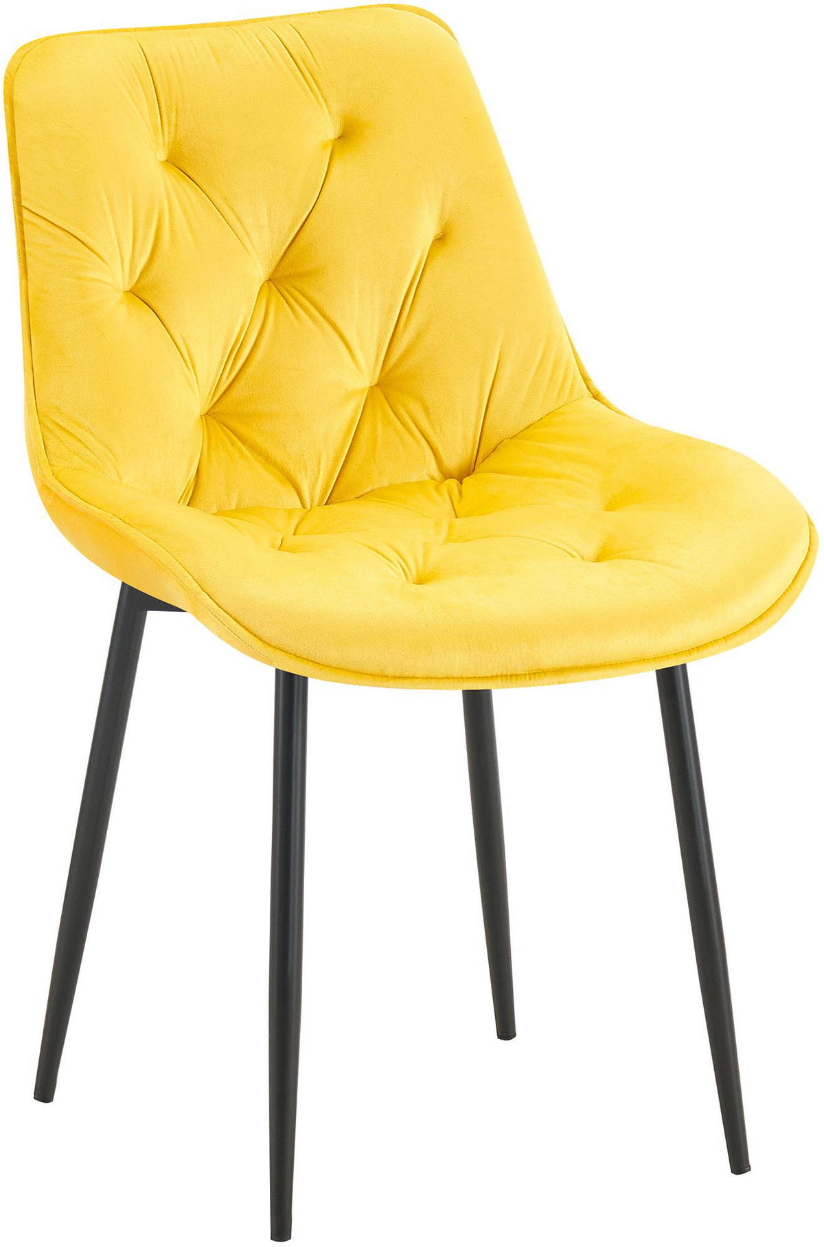 STUHL Samt gelb - Gelb/Schwarz, Textil/Metall (52/84/59cm) - CLP