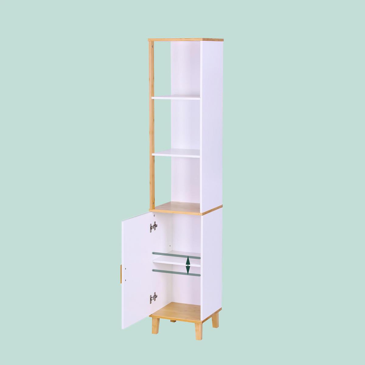 KÚPEĽŇOVÝ skrinka - biela, drevo/kompozitné drevo (33/169/31cm) - Relaxdays