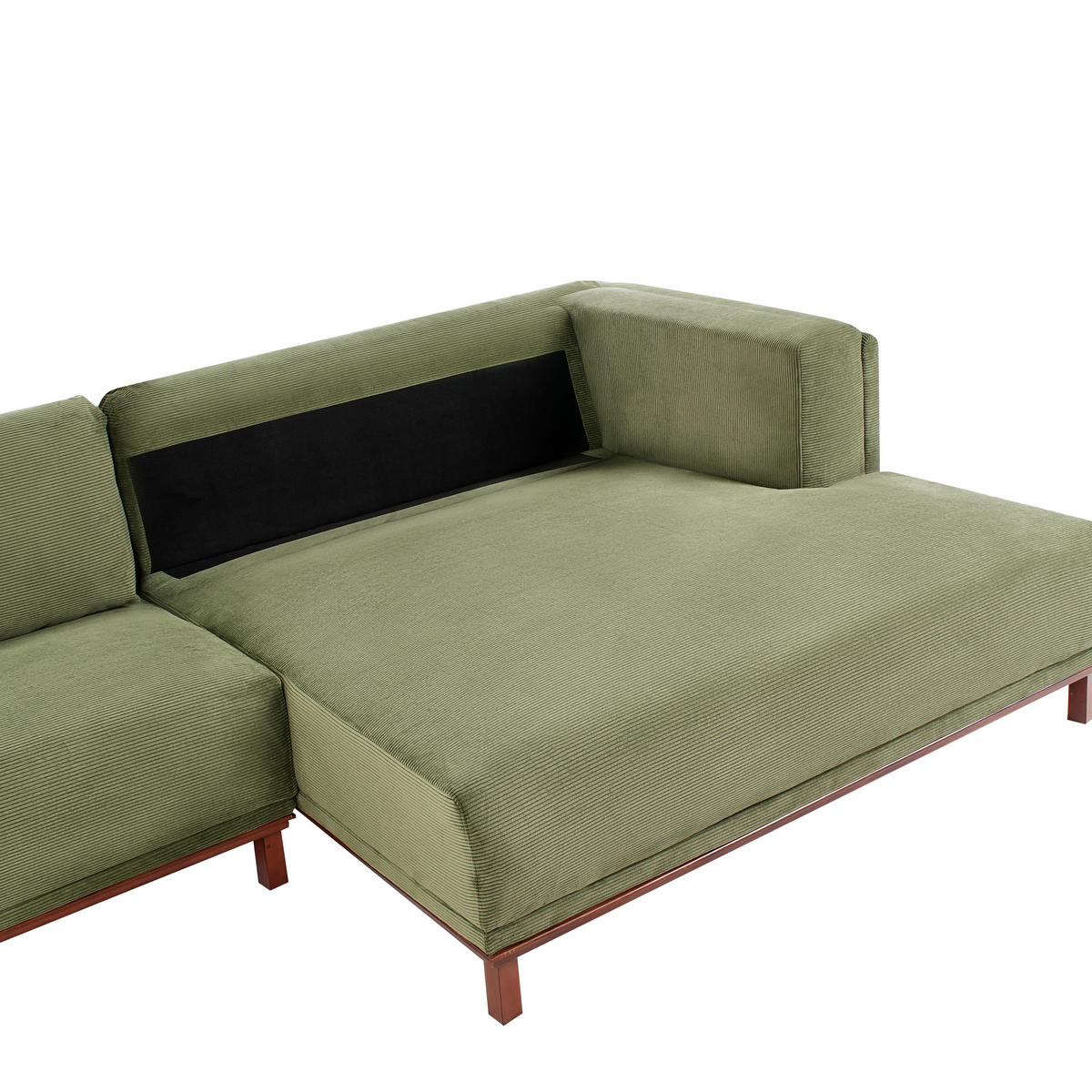 ECKSOFA 4-Sitzer Cord Grün linksseitig Veng - Hellbraun/Braun, Textil (310/155cm) - Beliani