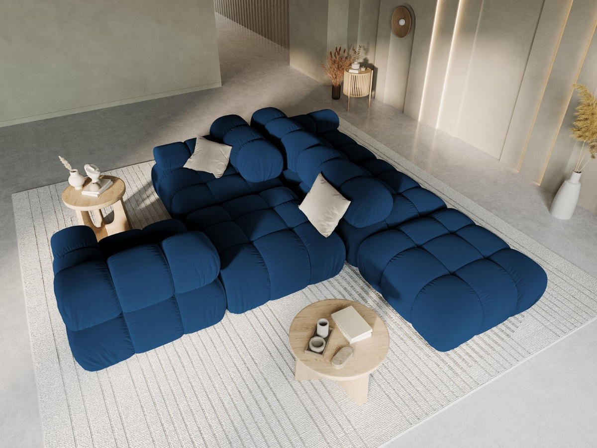 MODULARES-SOFA links Bellis aus Samt königsblau 4 Sitzplätze - Blau, Textil (94/63/282cm) - Micadoni