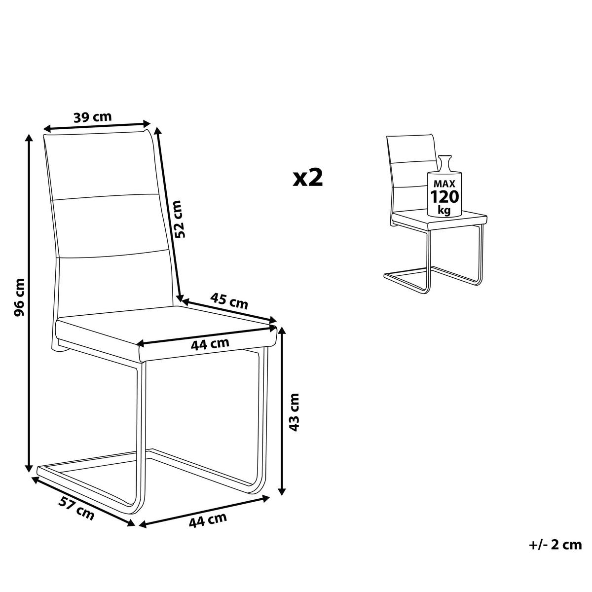 ESSZIMMERSTUHL 2er-Set Samtstoff Grau Rockford - Grau, Textil/Metall (44/96/57cm) - Beliani