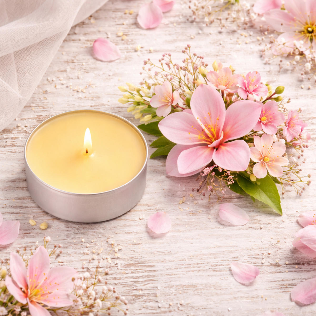 TEELICHT mit Duft - Zauberblume - 18er Pack - Dunkelgelb, Naturmaterialien (4/1.5/4cm) - HS Candle