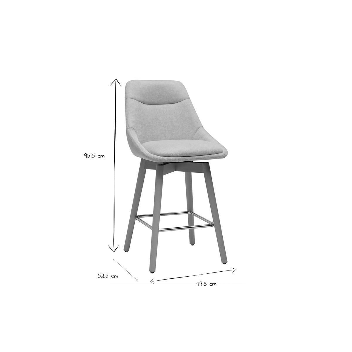 BARHOCKER, 360° drehbar, aus strukturiertem Samt-Effekt Stoff in Beige und hellem Holz H65 cm (2er-Set) ALESS - Beige, Textil (52.5/95.5/49.5cm) - Miliboo