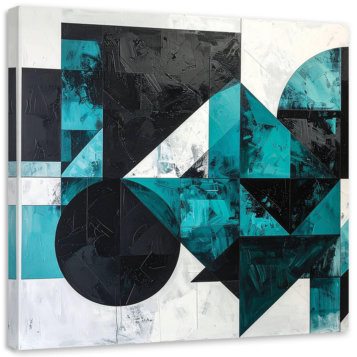 LEINWANDBILD 3D und geometrisch 60x60cm - Türkis, Textil (60/60cm) - Feeby