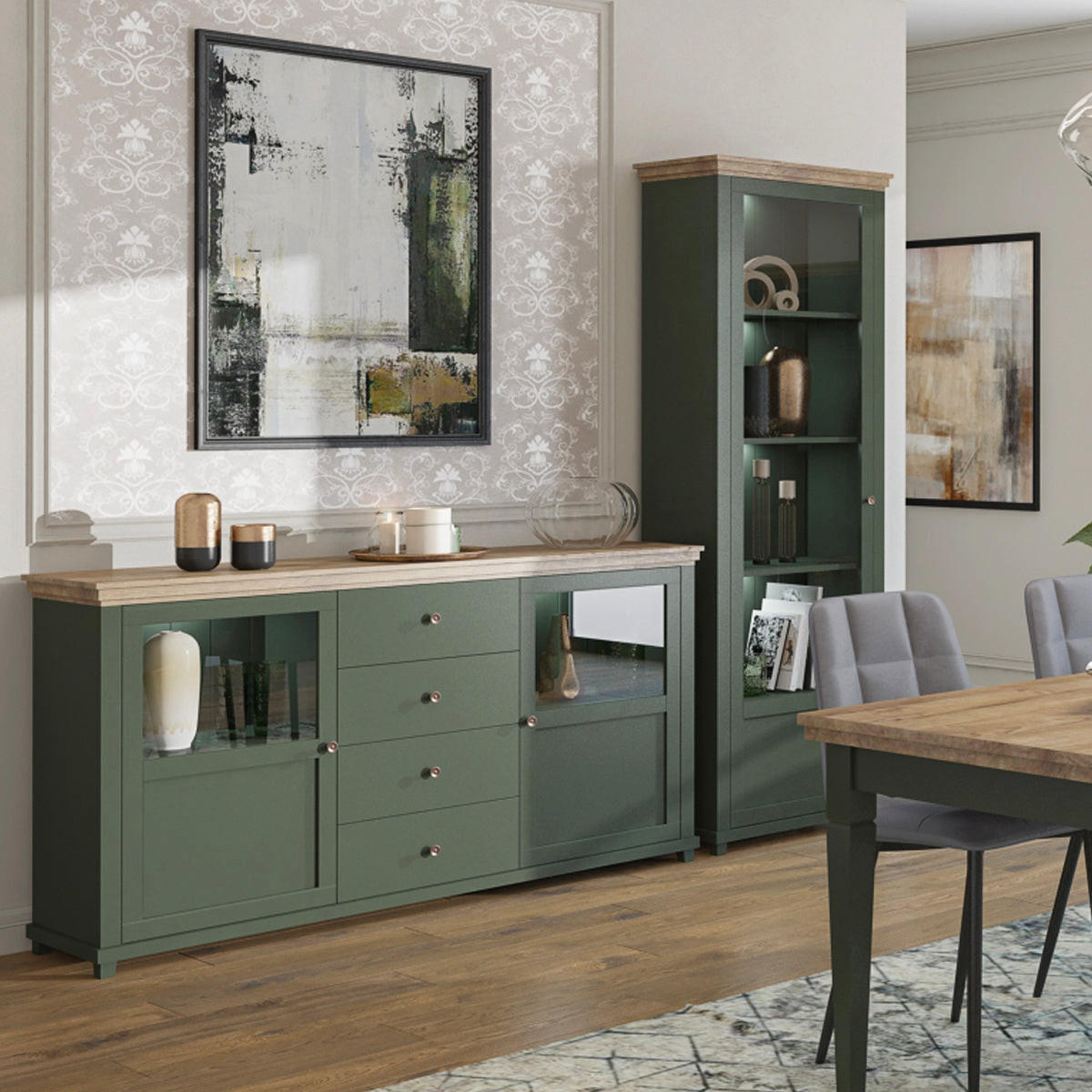SIDEBOARD Martin Grün und Holz - Grün, Holzwerkstoff (181/93/42cm) - Petits-meubles