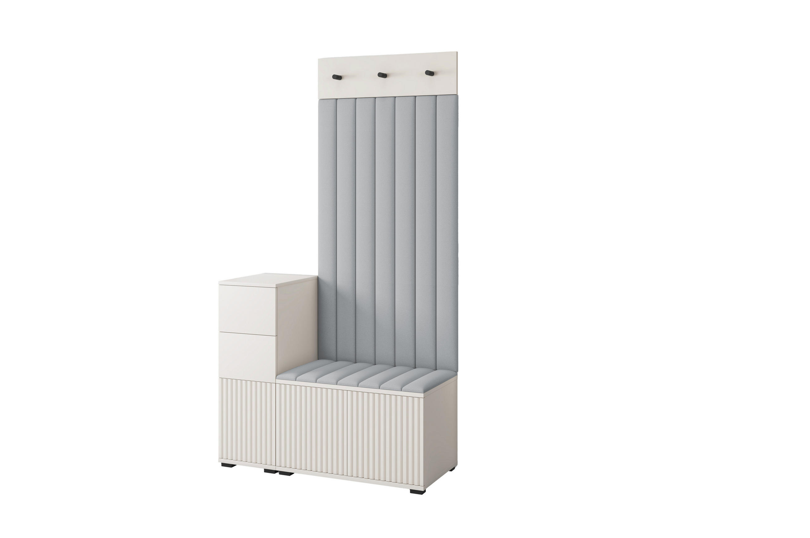 GARDEROBE Ritmo version 9 mit Spiegel, mit POLSTERPANEELEN Grau - Beige/Grau, Holzwerkstoff (100/185/40cm) - Jerpax